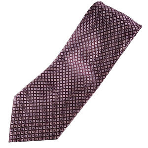 Daniel Milano Burgundy w/Square Dots Silk Necktie - Made in Italy - Like New